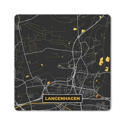 Produktbild von MuchoWow® Mauspad Mousepad Stadtplan - Karte - Deutschland - Gold - Langenhagen - Karte 20x20 cm - Mousepads - Maus Mat - Pad - Mausunterlage - Desk Mat - Bureauartikeln