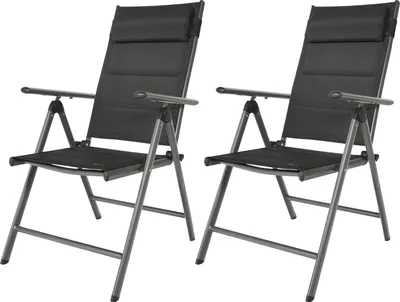 Produktbild von AXI Mack Campingstuhle Anthrazit/Schwarz, Set 2 Stück | Kompakter Klappstuhl für den Garten, 7-fach verstellbar, mit Sitzkissen | Aluminiumgestell | 68 - 97 cm x 53 x 108 - 90 cm