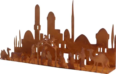 Produktbild von Rostikal Krippe Weihnachten 33 x 17 cm Deko Weihnachtskrippe mit Figuren Edelrost Tischdeko Weihnachten