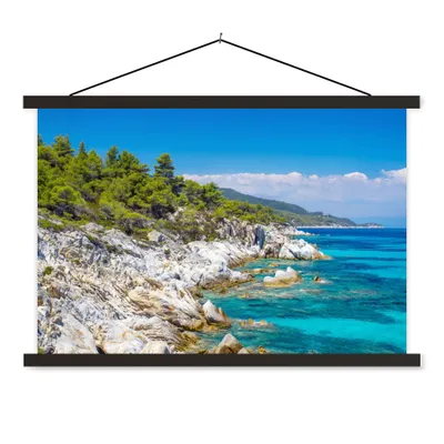 Produktbild von MuchoWow® Textilposter Meer - Sommer - Tropisch 60x40 cm mit schwarzem Rahmen - Hölzernes