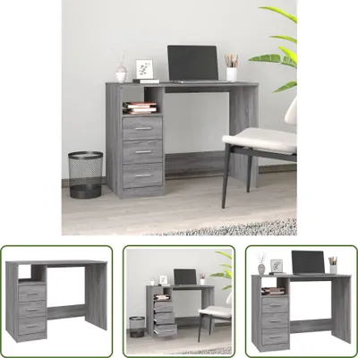 Image de The Living Store Bureau avec tiroirs Gris Sonoma 102x50x76 cm