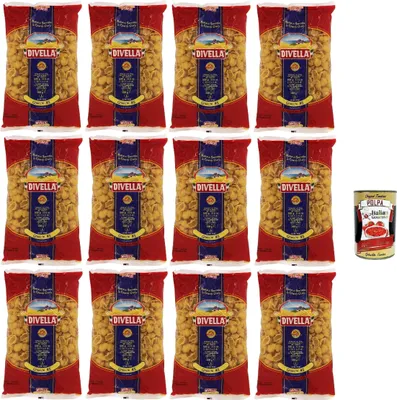 Produktbild von Divella Pasta 100% Italienisch Gnocchi 43, Nudeln aus Hartweizengrieß, Kochen 7 Minuten 12x 500g + Italian Gourmet polpa 400g