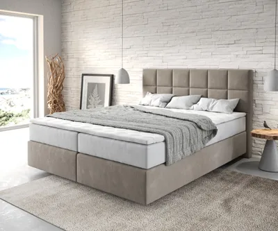 Produktbild von DELIFE Boxspringbett Dream-Fine 160x200 cm Mikrofaser Beige mit TFK Matratze und Visco Topper