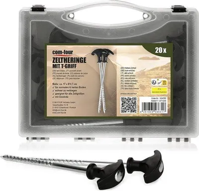 Produktbild von Famanu Zeltanker 20 Stück - Robuste Bodenharingen mit T-Griff, ca. 17 cm lang