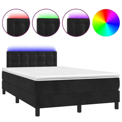 Produktbild von Boxspringbett mit Matratze & LED Schwarz 120x200 cm Samt