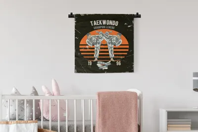 Produktbild von MuchoWow® Wandteppich Wandbehang Jahrgang - Sport - Taekwondo 60x60 cm Tapisserie Dekoration Wandtuch - Dekorationen - Wand Decke