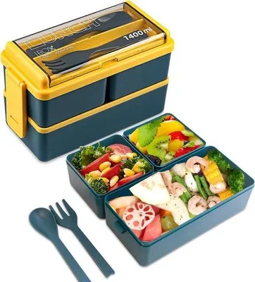 Immagine prodotto di Contenitore per il pranzo grande da 1400 ml, blu, a tenuta stagna, senza BPA