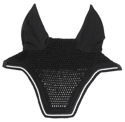 Zdjęcie produktu dla Kentucky Horsewear Fly Cap Noiseless Fly Veil Wellington Diamond Rope Soundless Fly Ears Black Full