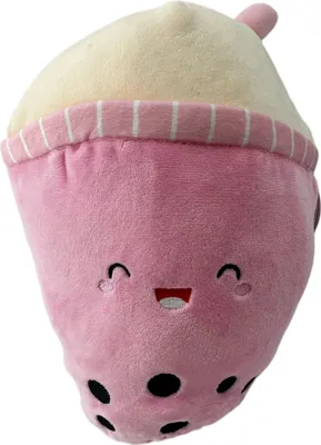 Produktbild von Bubble Tea Plüschtier 26 cm – Boba Kuscheltier Kissen für Kinder rosa
