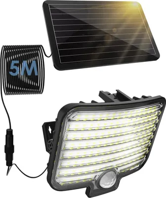 Produktbild von 800LM 120LED Solarlampen mit Bewegungsmelder Fluter Gartenstrahler mit 5M Kabel