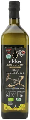 OLEJ RZEPAKOWY DO GOTOWANIA I SMAŻENIA TŁOCZONY NA ZIMNO OMEGA-3 BIO 1 L - EKKO