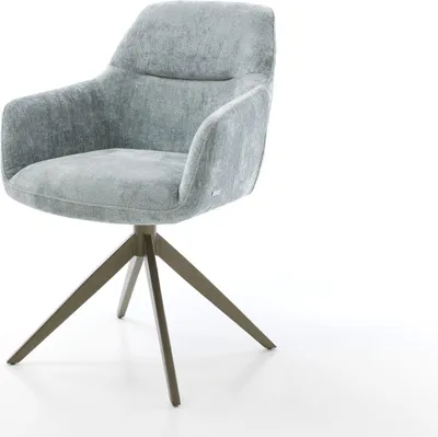 Produktbild von DELIFE Drehstuhl Pejo-Flex Chenille Pastellblau Kreuzgestell breit Effektfinish Titan 360° drehbar Wippfunktion Taschenfederkern