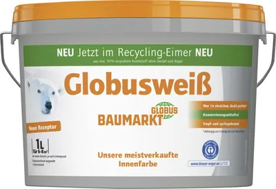 Produktbild von Globusweiß Wandfarbe weiß matt 1 L