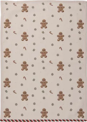 Produktbild von Clayre & Eef Geschirrtuch 50x70 cm Beige Baumwolle Pfefferkuchenmann