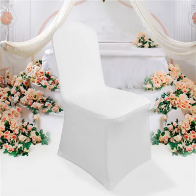 Produktbild von WISFOR 50 Stück Stuhlhussen Stretch, Stuhl Husse Universal Stuhlbezug Bankettstuh Moderne für Hochzeiten und Party Dekoration, Weiß