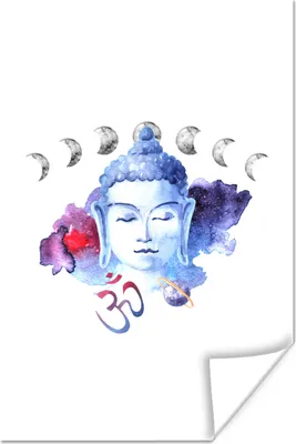 Produktbild von MuchoWow® Poster Buddha - Mond - Weiß 60x90 cm - Wanddekoration
