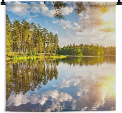 Produktbild von MuchoWow® Wandteppich Wandbehang Wasser - Bäume - Natur 60x60 cm Tapisserie Dekoration Wandtuch - Dekorationen - Wand Decke