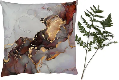 Produktbild von MuchoWow® Zierkissen Sofakissen Wohnzimmer Dekokissen 40x40 cm Rot - Marmor - Gold - Foto Kissen - Schlafzimmer Dekoration