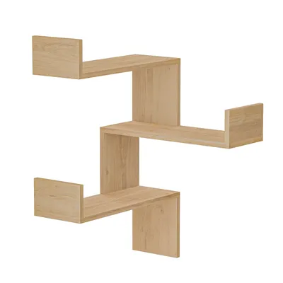 Produktbild von DECORTIE Luksa Eckwandregal Modernes Bücherregal Eiche 60 x 22 x 90 cm