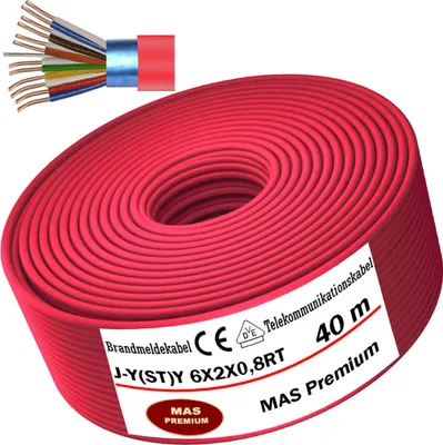Produktbild von 40m J-Y(ST)Y 6X2X0,8RT Brandmeldekabel Telekommunikationskabel Fernmeldeleitung
