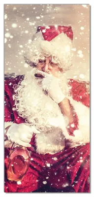 Produktbild von Wallario selbstklebende Türtapete 93 x 205 cm - Christmas-Party - Weihnachtsmann mit Schnaps und Zigarre - Abwischbar, rückstandsfrei zu entfernen