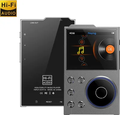 Obrázok produktu pre HiFi hudobný prehrávač MP3 prehrávač Bluetooth 128 GB DSD vysokorozlíšiteľný zvuk prenosný, 2,4" TFT displej, USB, FM, bezstratový HIFI, ekvalizér, nahrávanie