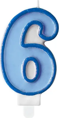Produktbild von Geburtstagskerze Zahl 6, blau, 7cm