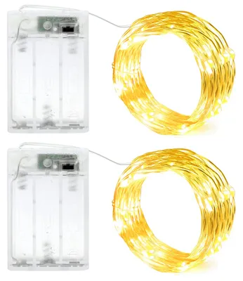 Lichterkette 2er-Set, 20 LEDs, Timer, batteriebetrieben, warmweiß