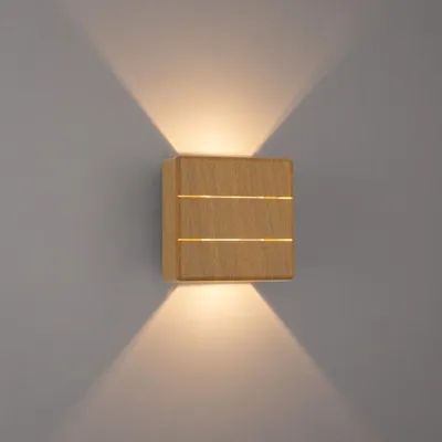 Zdjęcie produktu dla Zewnętrzna lampa LED Immax LUXLINE, oświetlenie ścienne, drewno dębowe, 6 W, 3000 K, 240 V, IP54