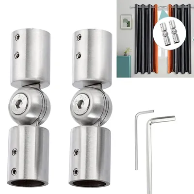Imagen del producto de Solidchoice: Conector angular ajustable para varillas de cortina de acero inoxidable