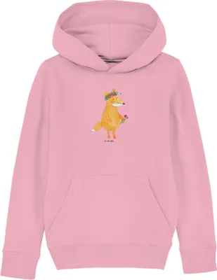 Produktbild von Mr. & Mrs. Panda Kinderpullover Fuchs Blumen 12-14 Jahre (152/164) - Baumwolle Pink - Geschenk, Kapuzenpullover, Blume, Blumenliebe, Kapuzenpulli, Sweater, Mich, Blumenkranz