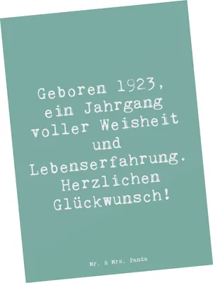 Produktbild von Mr. & Mrs. Panda Postkarte Spruch 1923 Geburtstag - Meeresbrise - Geschenk, Geburtsjahr, Postkarten, Alter, Happy Birthday, Ansichtskarten, Feier, Geburtstagsgeschenk