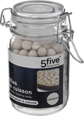 Produktbild von 5five Simply Smart Backmurmeln im Glas, wiederverwendbare Backperlen, Keramik, Glas, Weiß, 119540