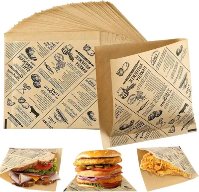 Produktbild von 400 Stück Deli Papierblätter, Burger Papier, Burger Tüten, Sandwich Papier, Sandwich Tüten, Snacktaschen, Pommes Papiers für Korb, Wrap Papiers für Pommes Frites (15 x 15 cm)