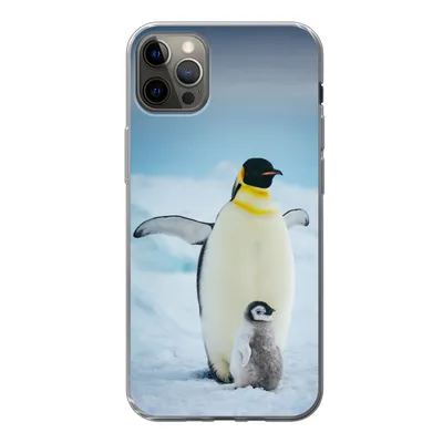 Produktbild von MuchoWow® Handyhülle Schutzhülle Hülle für iPhone 13 Pro Max Kaiserpinguin mit Jungen Silikon Softcase Handy Hülle - Mobiltelefon