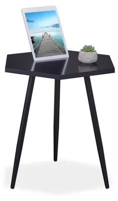 Beistelltisch sechseckig mit Tablethalter, 50x50x43,5 cm, Schwarz