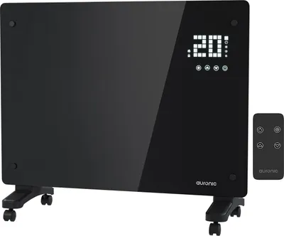 Produktbild von Auronic Konvektorheizung 1500W Schwarz - Glas-Panel mit Thermostat - Timer - Fernbedienung
