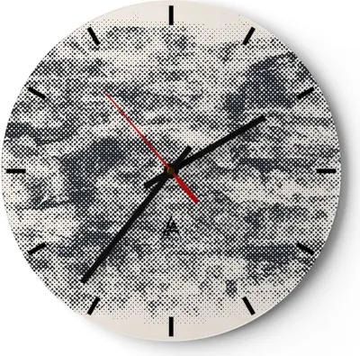 Produktbild von Wanduhr - Rund - Glasuhr - Schwarz Hintergrund Farbe - 40x40cm - Schleichendes Uhrwerk - Lautlos - zum Aufhängen bereit - Dekoration Modern - Wanddekoration aus Glas - C3AR40x40-5061