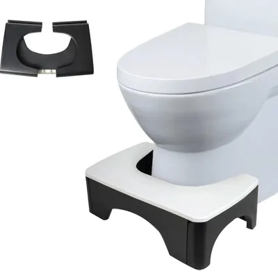 Image de Tabouret de toilette - Pliable - Supporte jusqu'à 200 kg - Tabouret salle de bain pour WC - Blanc
