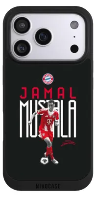 Produktbild von NIVOCASE Handyhülle für Apple iPhone 17 Pro Hülle NIVOpure Case Schwarz FC Bayern München Offizielles Lizenzprodukt Jamal Musiala