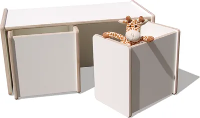 Produktbild von ELI Kinderset - Tisch & 2 Hocker - weiß