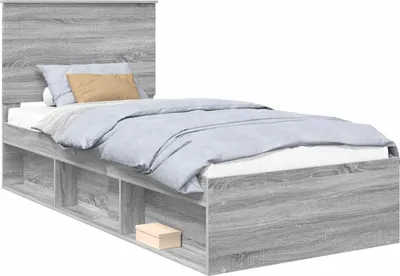 Image de Cadre de lit Gris Sonoma 90 x 200 cm Bois de pin massif