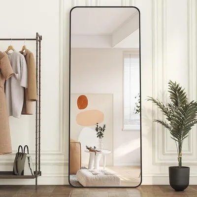 Imagen del producto de Espejo de cuerpo entero de 80x180 cm, con marco de metal , rectangular, grande, espejo de pared , ideal para dormitorios, salones, baños, pasillos y vestidores
