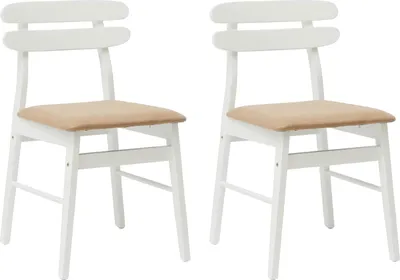 Immagine prodotto di vidaXL Sedia da pranzo, 2 pezzi, legno massello di gomma, bianco e marrone