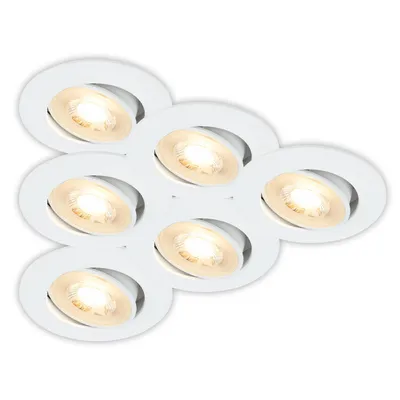 Produktbild von 6er Set LED Einbaustrahler LED Einbauleuchten Spots Flach Schwenkbar Warmweiß