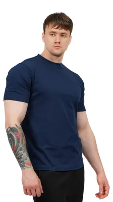 Zdjęcie produktu dla Koszulka  na krotki rekaw oversize - rozmiar L - granatowa - 100% bawelna - wygodna i stylowa