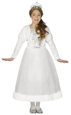 Productafbeelding van Witte prinsessenjurk voor meisjes, maat: 98/104