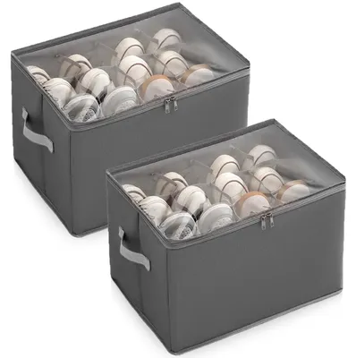 Schuhorganizer 2er-Set, faltbar, 43x32x30 cm, Oxford-Stoff, stapelbar