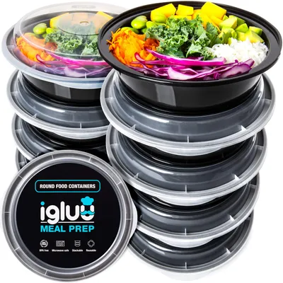 Produktbild von Meal-Prep-Behälter, rund - 30 Stück - 828 ml Fassungsvermögen - Spülmaschinenfest