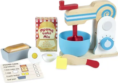 Produktbild von Melissa & Doug 19840 Wooden Make-a-Cake Mixer Set | Pretend Play | Play Food | 3+ | Gift for Boy or Girl